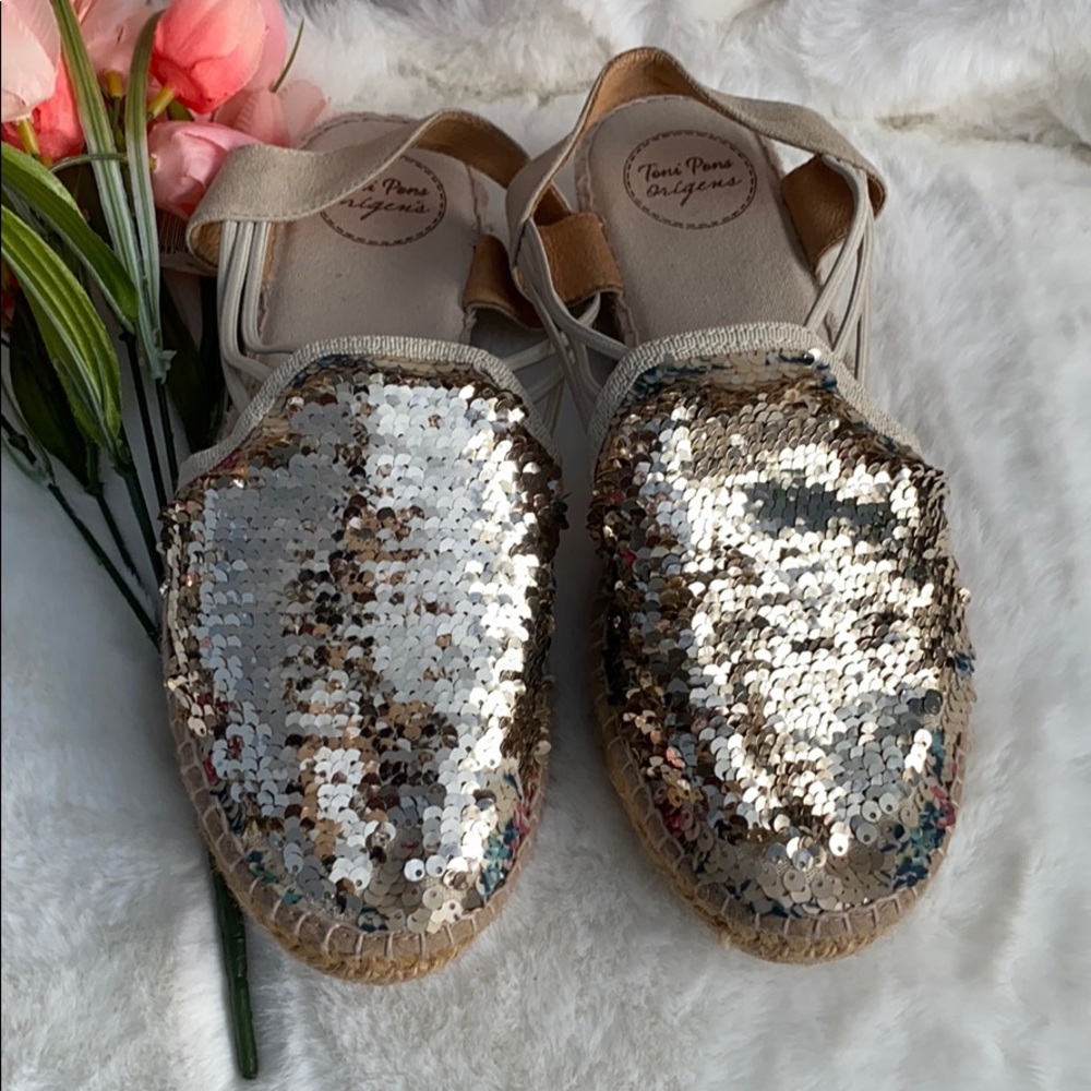 Toni Pons Reversible Sequin Espradille Size 9 - Picture 7 of 7